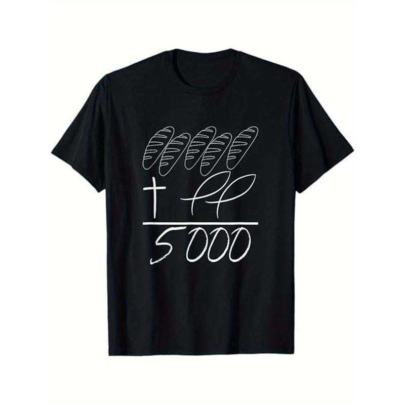 2 Fishes 5 Breads 5000 Chosen Against The Current T-Shirt, Cotton, Halloween Thanksgiving Christmas Gift for Men Family Friends Made in USA