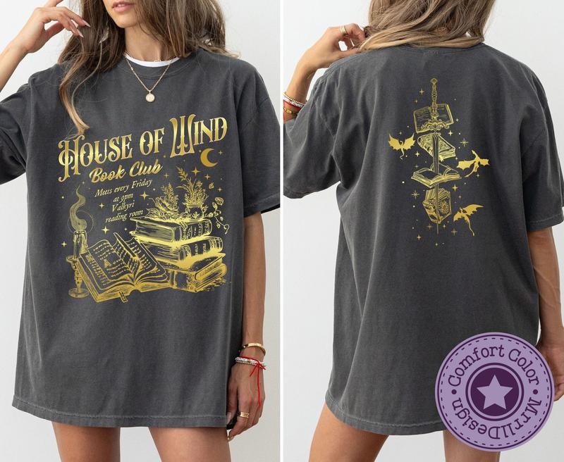 2 Slide Design, House Of Wind Book Club Shirt, ACOTAR Velaris T-shirt, Sarah J Maas Fan Merch, The Night Court Tee, Valkyrie Reading Room, MrrllDesign.