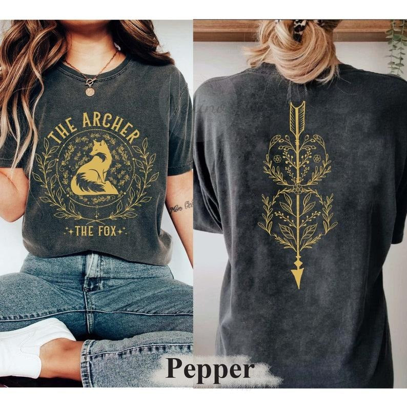 2 Slide Design, Vintage The Archer And The Fox T-Shirt. Ballad Of The Archer And The Fox T-Shirt. Bookish Shirt. Fantasy Reader Shirt. Once Upon A Broken Heart
