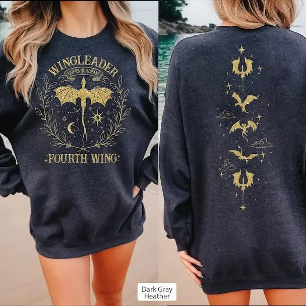 2 Slide Design, Wingleader Riders Quadrant Sweatshirt,Fourth Wing Sweatshirt,Dragon Rider Sweaters, Rebecca Yoros, Books Lover Hoodie,Books Lover Gifts