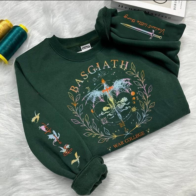 2 Slide, Fourth Wing Sweatshirt, Custom Basgiath War College Sweatshirt, Dragon Rider, Violet Sorrengail,Fantasy Reader,Xaden Riorson,Riders Quadrant