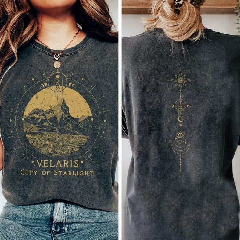 2 Slides, Velaris Starlight Shirt, City Of Starlight, Sjm Merch Velaris Shirt, Velaris Shirt Night Court, Basic Witch Gift Cotton Cotton Crewneck