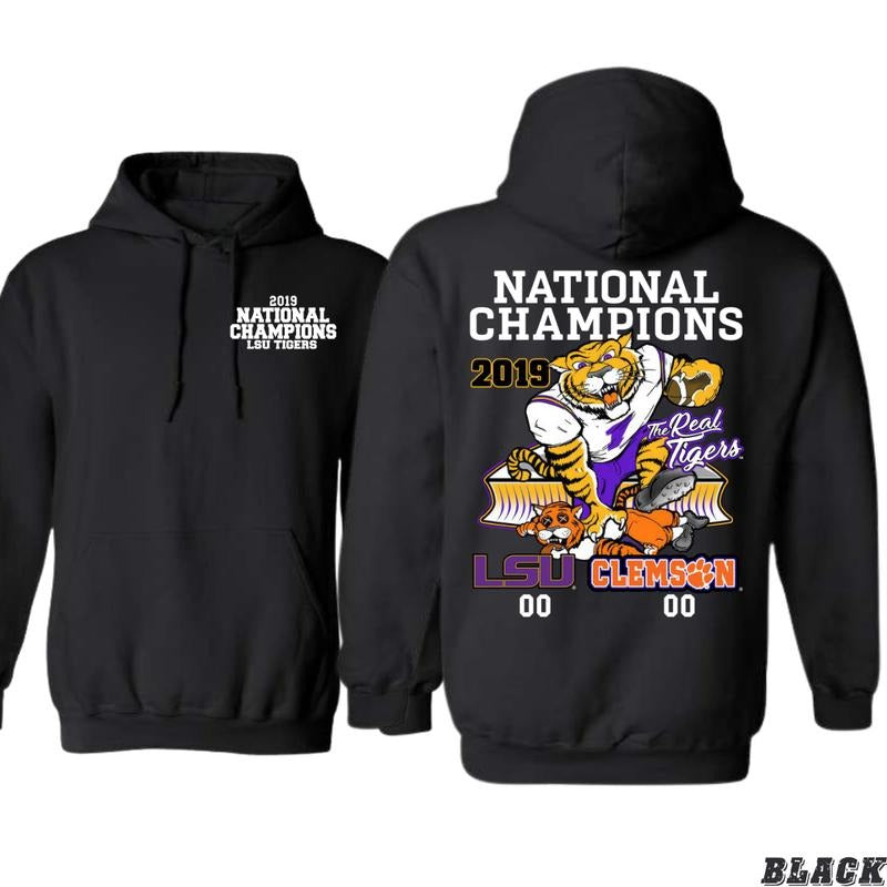 2019 National Champions LSU Tigers Hoodie - Celebrate Victory with Iconic Tiger Design, Perfect for College Football Fans, Comfortable and Stylish Unisex Apparel, Show Your Pride for LSU's Unforgettable Win Menswear Sweaters