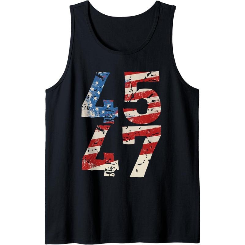45 47 Trump Support American Flag Reelection Republicans Tank Top made in USA