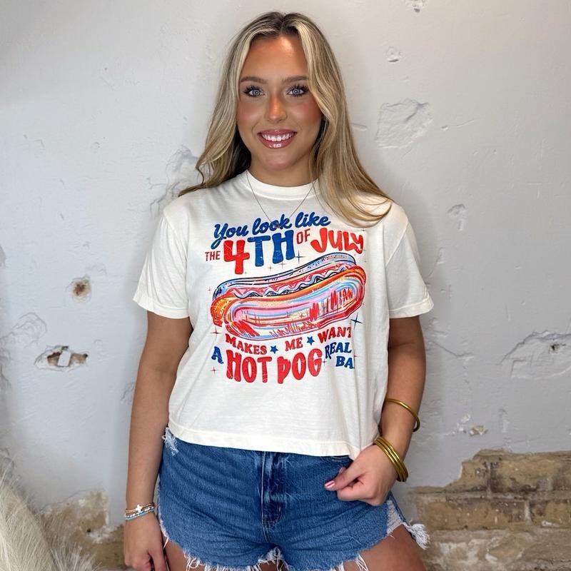 4th Of July Cropped Tee, Fourth Of July Graphic T-shirt, Cute 4th Of July Shirts