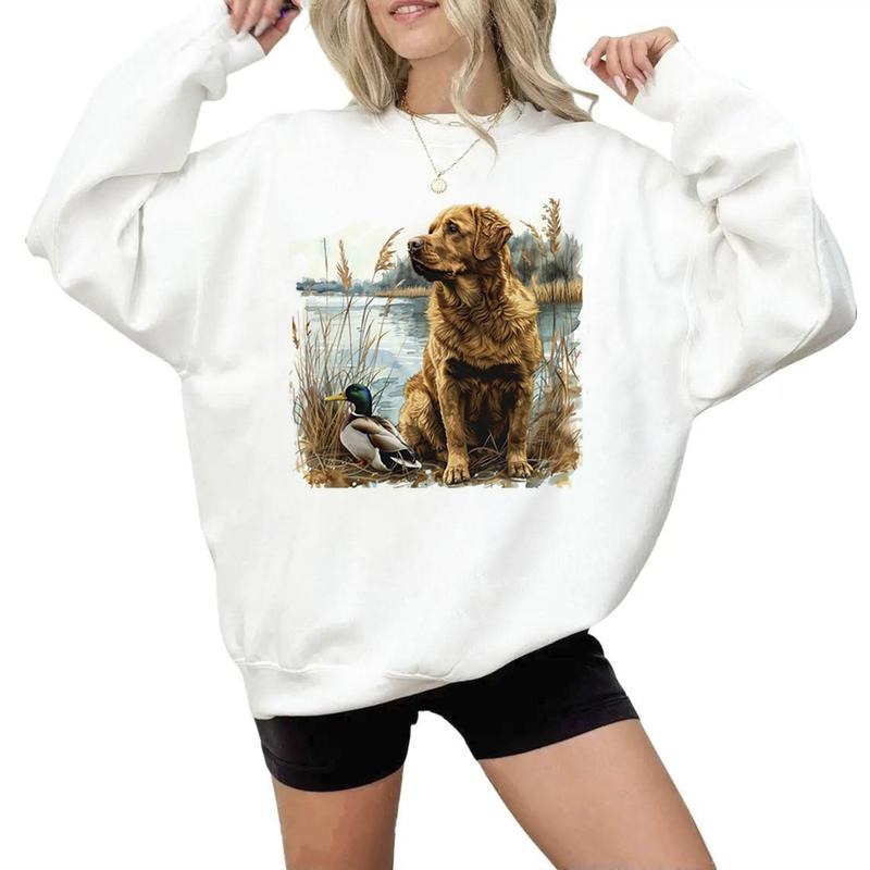 4th of July Hunting Dog Lake Wetland Duck T-shirt Unisex Hoodie Sweatshirts Retro and National Hunting Day