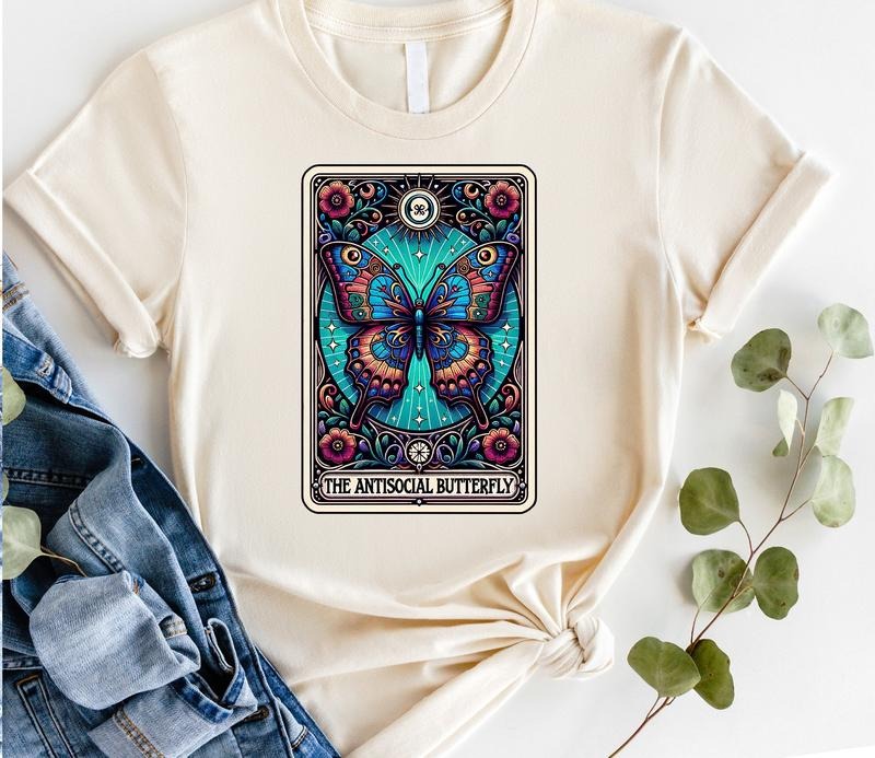 #816 - The Anti-Social Butterfly Tarot - Print Unisex Crew neck Tee T-shirt