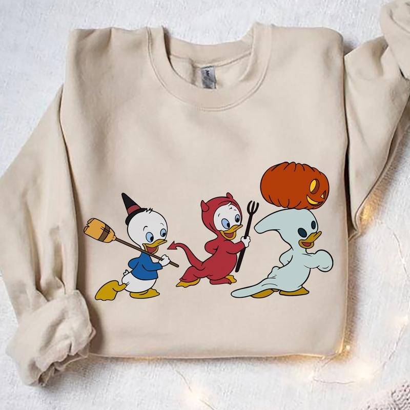 90s Halloween Sweatshirt, Retro Halloween Ducks Shirt, Halloween Cartoon Sweatshirt, Spooky Season Shirt, Halloween Duck Sweater, Pumpkin Ghost Shirt