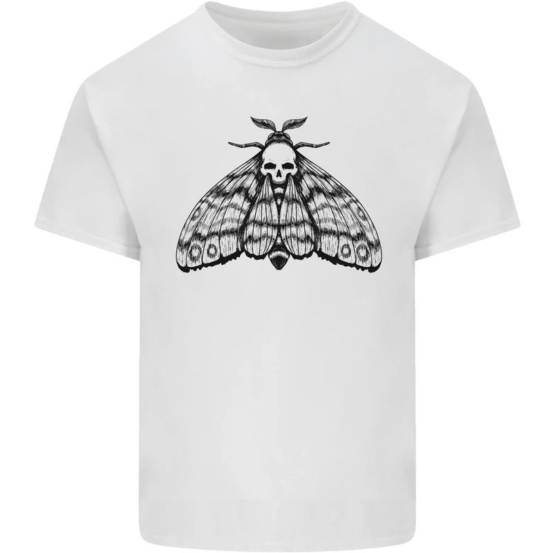A Gothic Moth Skull Mens Cotton T-Shirt Tee Top Made in USA