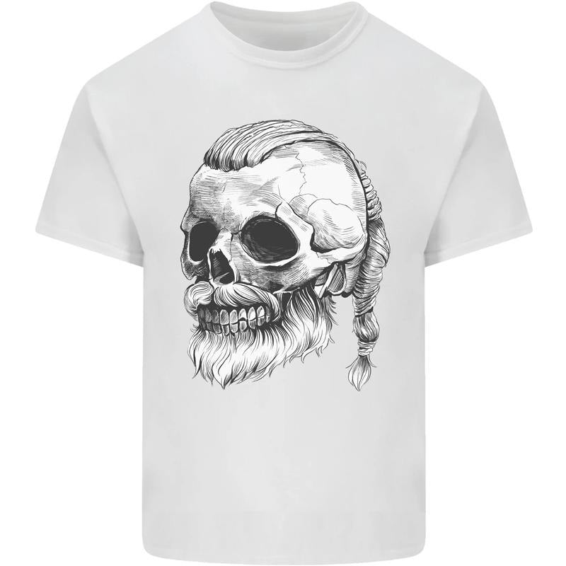 A Viking Skull Mens Cotton T-Shirt Tee Top Made in USA