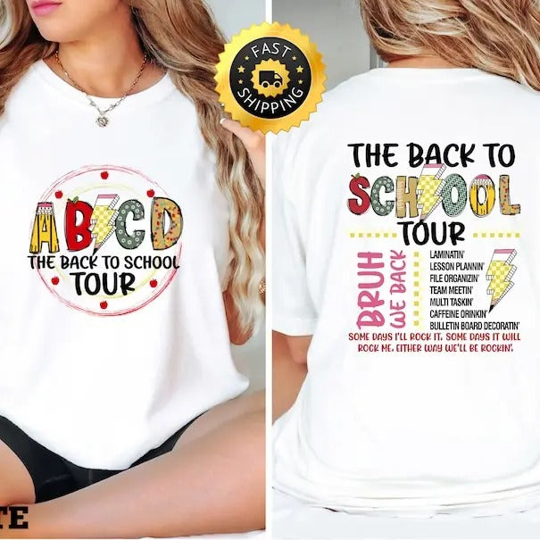 ABCD Back To School Tour shirt, Teacher Tour shirt, First Day Of School shirt, Kindergarten Teacher Gift, Retro Elementary Teacher T-shirt, sweater and Hoodie
