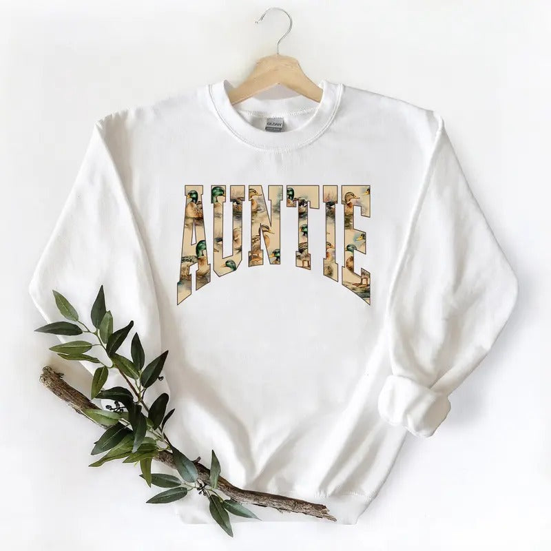 AUNTIE Mallard Duck Graphic Vintage Unisex T-shirt Hoodie Sweatshirt Pullover Cotton Hunting Season