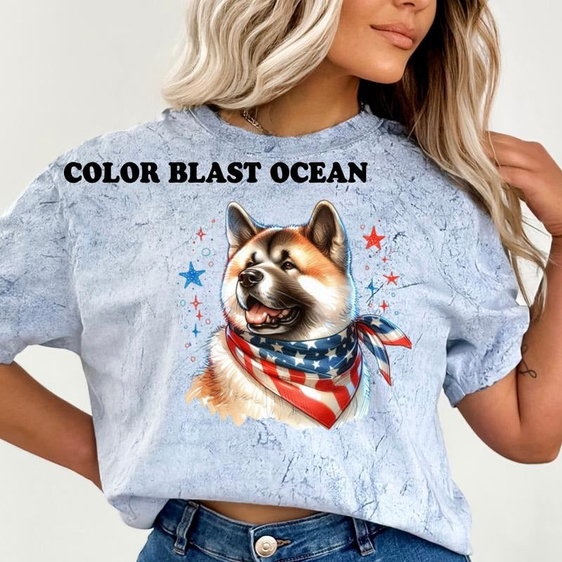 Akita Patriotic Dog Shirt ~ Unisex Apparel Relaxed Fit Printed In The USA Clothing Womenswear Casual Comfort Cotton Top Athletic Boho Chic