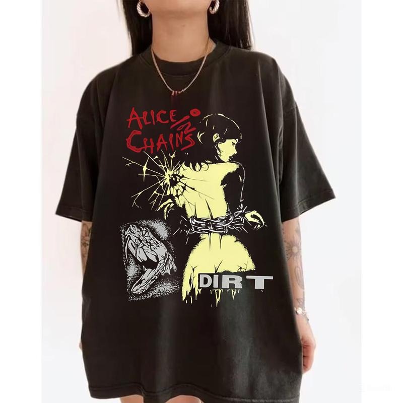 Alice In Chains Dirt Album Tour Cotton Gift For Fan S to 5XL T-shirt, Retro Alice In Chains Tee Gift, Gift For Her, Music Tour Shirt, vintage Graphic Tee 9B6
