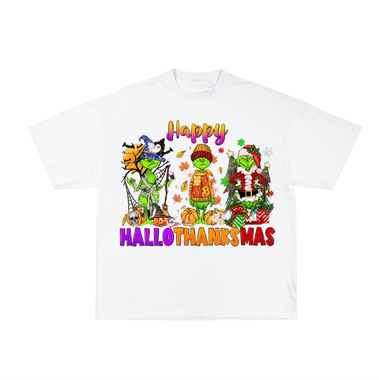 All-in-One Holiday: Cute Hallothanksmas Tee for Halloween, Thanksgiving & Christmas