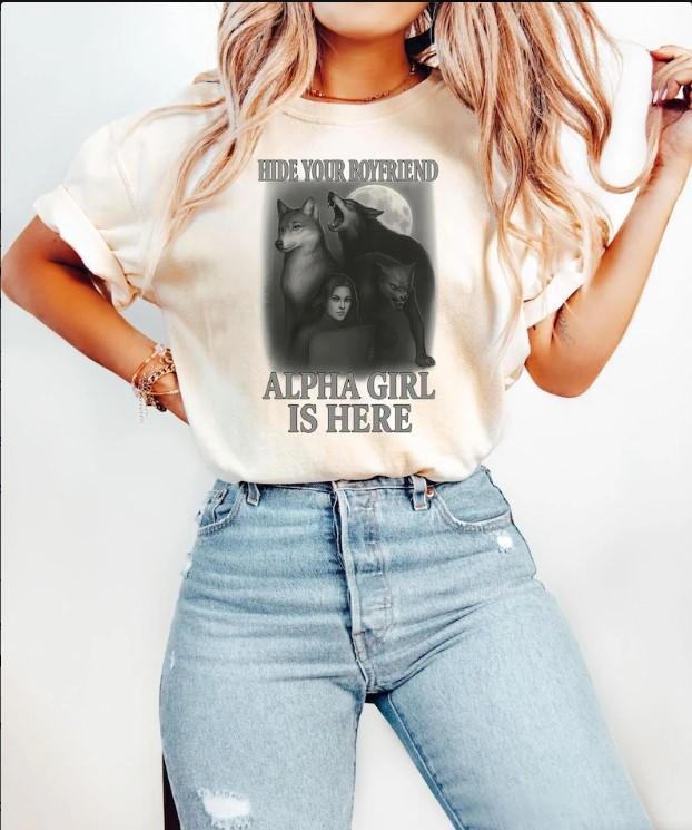 Alpha Girl Shirt, Hide Your Boyfriend Tee, Twilight Aesthetic Wolf Shirt, Funny Alpha Female Shirt