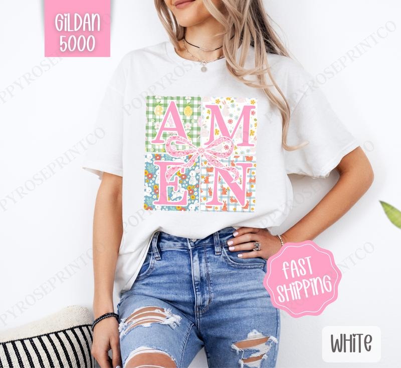 Amen 2 Shirt Gildan, Cute Easter Tee, Trendy Religious Women's Tshirt Plus Sizes, Gift for Her