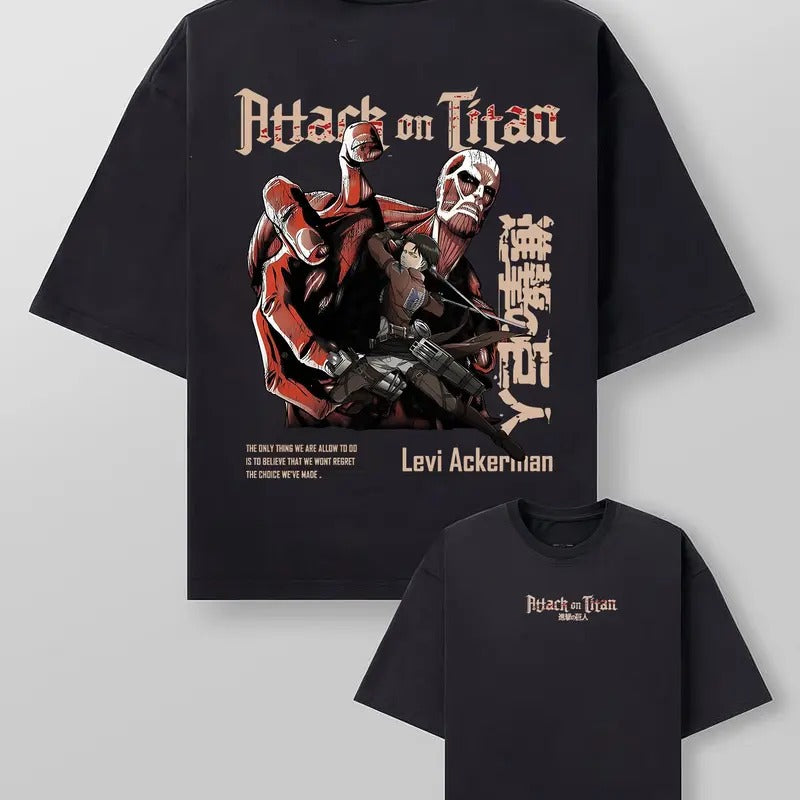 Attack On Titan: Levi Ackerman Unisex Tee | Wings Of Freedom T-shirts, Sweater, Hoodie | Levi vs Titan Bertholt Hoover War Tee | AOT Streetwear Style