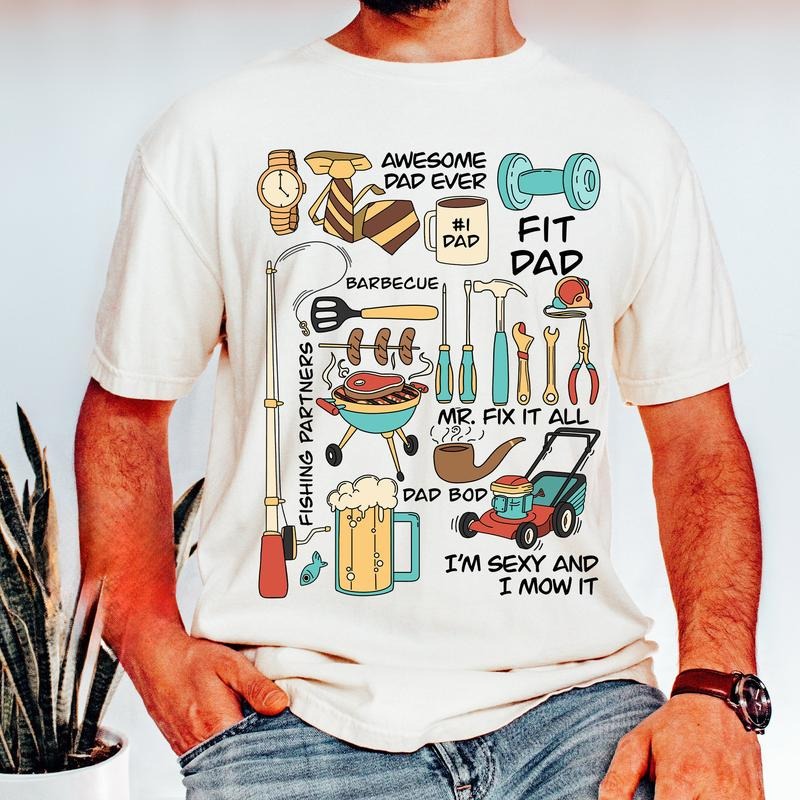 Awesome Dad Ever Shirt for Men Funny Father's Day Fit Dad Gift Unisex 100% Cotton - Soft and Cozy Fabric