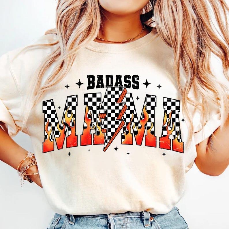 Badass Mama T-shirt, Retro Checkered Mama sweatshirt, Motherhood T-shirt, Mom Life tshirt, Mama sweatshirt, Mothers Day sweatshirt, Gift for mothers, Varsity, Grunge style