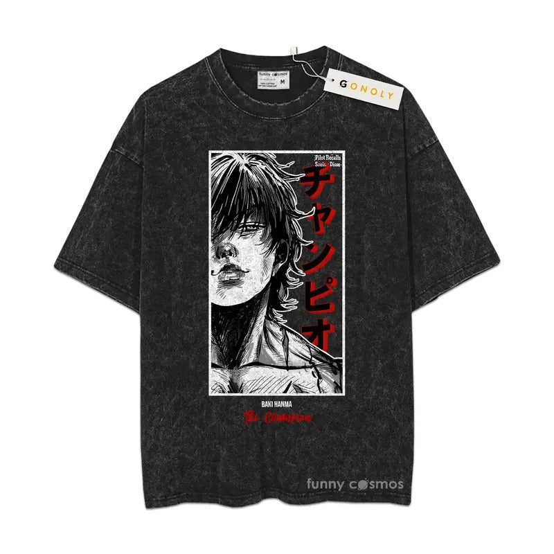 Baki Hanma Mineral Wash TShirt Baki Anime Mineral Wash TShirt