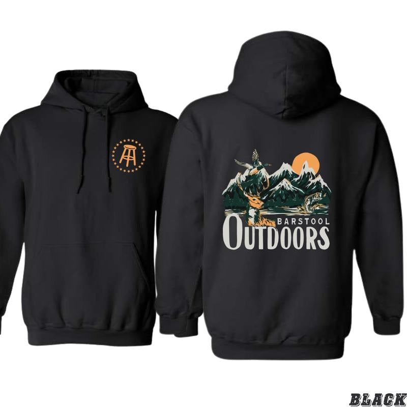 Barstool Outdoors Adventure Hoodie - Perfect for Outdoor Enthusiasts, Featuring Stunning Mountain and Wildlife Graphics, Ideal for Hiking, Camping, and Everyday Casual Wear, Premium Quality Unisex Hoodie for Comfort and Style Menswear Sweaters