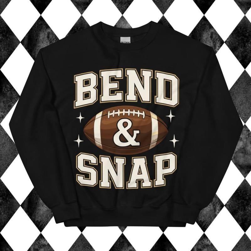 Bend and Snap Football Crewneck - Unisex Apparel Relaxed Fit Printed in the USA Clothing Womenswear Casual and Comfortable