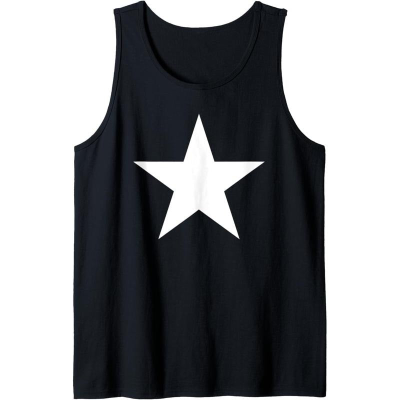Big White Star Tank Top Workout Racerback Tank Tops Sleeveless Shirts Made in USA