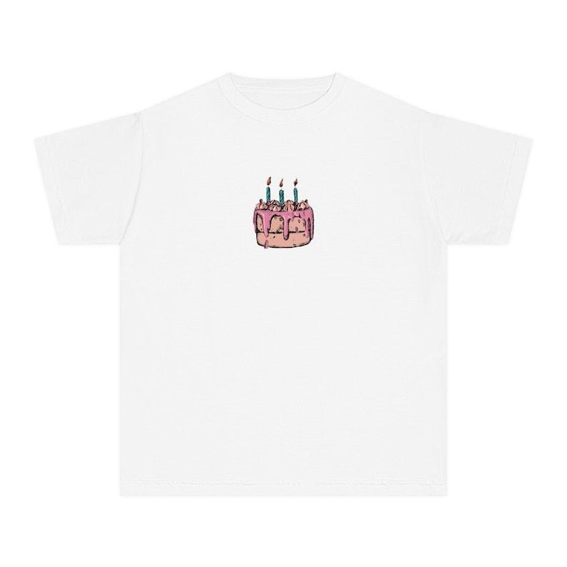 Birthday Girl Tee, Birthday Cake Baby Tee, Aesthetic, Retro Cake Shirt, Coquette Tshirt, Retro Graphic Top, Y2k Style 90s Clothing Cotton