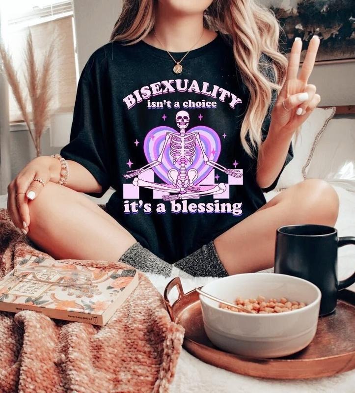 Bisexuality isn't a choice it's a blessing shirt | funny bisexual t-shirt | bisexual halloween | skeleton aesthetic | witchy | bi wife | T-shirt, sweater and Hoodie