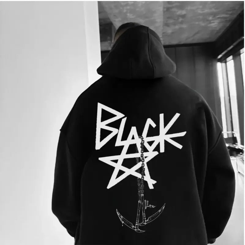 Blackstar X Chain Scythe - Soul Eater Hoodie Anime Hoodie, Black, Classic Design, Oversize Fit, 2025 Menswear, Sweatshirt Style