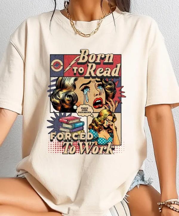 Born To Read Retro Shirt - Unisex Medium-Heavy Fabric Casual Long Sleeve T-Shirt with Graphic Design, Available in Various Colors - Button