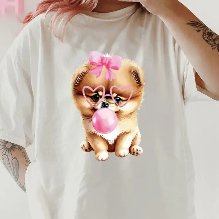 Bubblegum Pomeranian Shirt ~ Unisex Apparel Relaxed Fit Printed In The USA Clothing Womenswear Casual Comfort Cotton Top Athletic Boho Chic Oversized