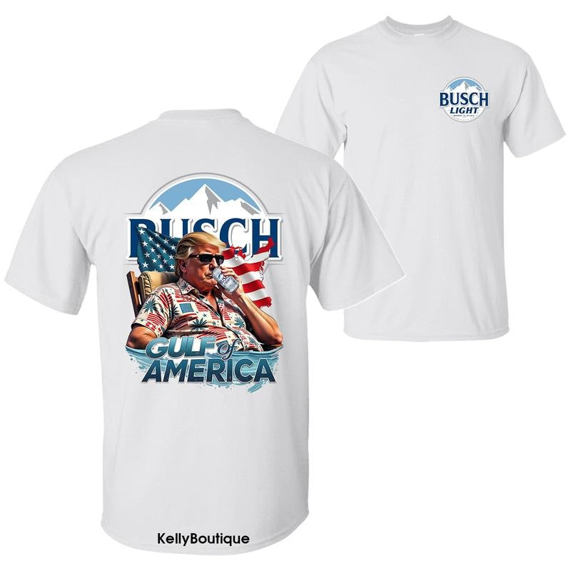 Busch Light Beer Gulf of America President Trump Shirt, USA Flag 4th of July Independence Day Unisex Cotton T-shirt for Men for Women
