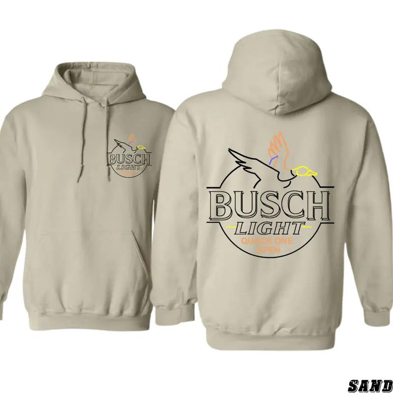 Busch Light Hoodie - Quack One Open Design Featuring Vibrant Duck Graphics, Perfect for Beer Lovers and Outdoor Enthusiasts, Unisex Hoodie for Everyday Comfort and Fun-Filled Adventures Sweaters Menswear Tops