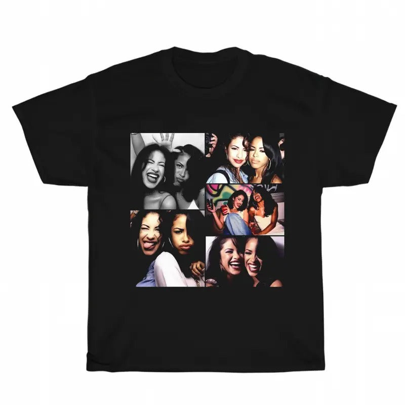 CELEBRATE Selena and Aaliyah Vintage Beautiful 90's Graphic Unisex Rap Design Shirt Bootleg Crew Neck T-Shirt, Rap Gift for Him Her Shortsleeve Tshirt