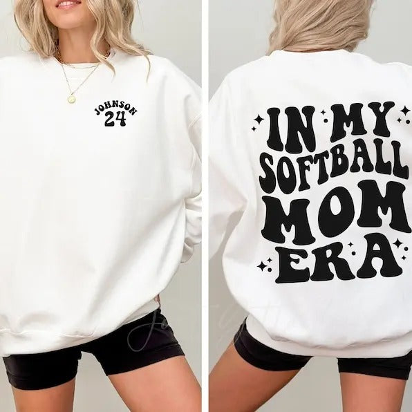 CUSTOM In My Softball Mom Era Sweatshirt, Softball Mom Shirt, Retro Game Day Shirt, Team Mom Gift, In My Era Shirt, Softball Sweatshirt