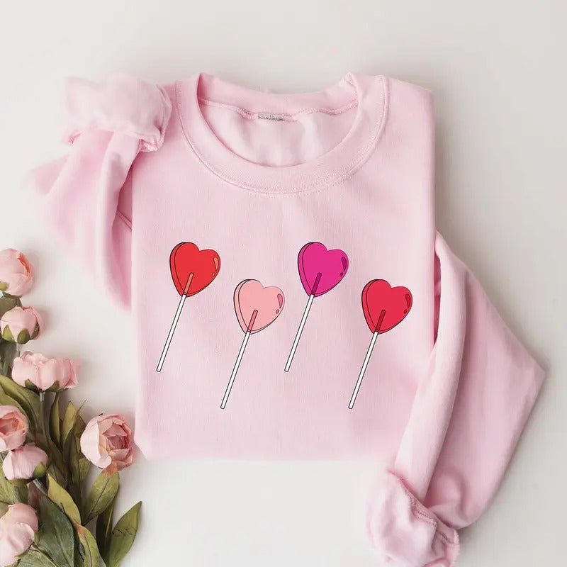 Candy Heart Sweatshirt, Heart Sucker Sweatshirt, Valentines Day Sweatshirt, Cute Valentines Sweatshirt, Valentine Graphic Tee