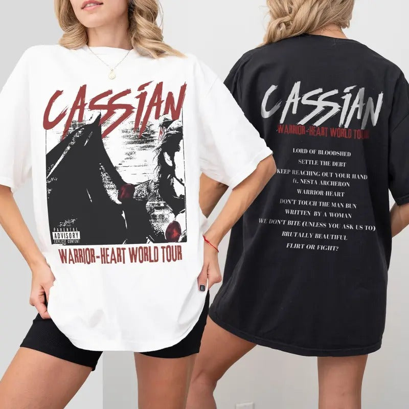 Cassian Album Cover ACOTAR Band Comfort Colors Shirt, Licensed ACOTAR Merch Sarah J Maas Merch Man Bun Nesta Velaris Rhysand Azriel Wingspan Valkryrie Smut Womenswear Crewneck Short Sleeves Fabric Graphic Tee