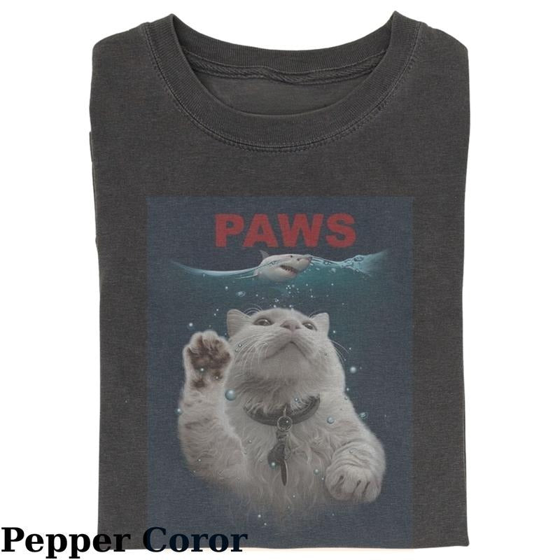 Cat And Shark Shirt, Funny Titanic T-shirt, Cute Cat Shirt, Meme Cat Shirt, Vintage 90s Style Tee, Graphic Shirt, Unisex Apparel