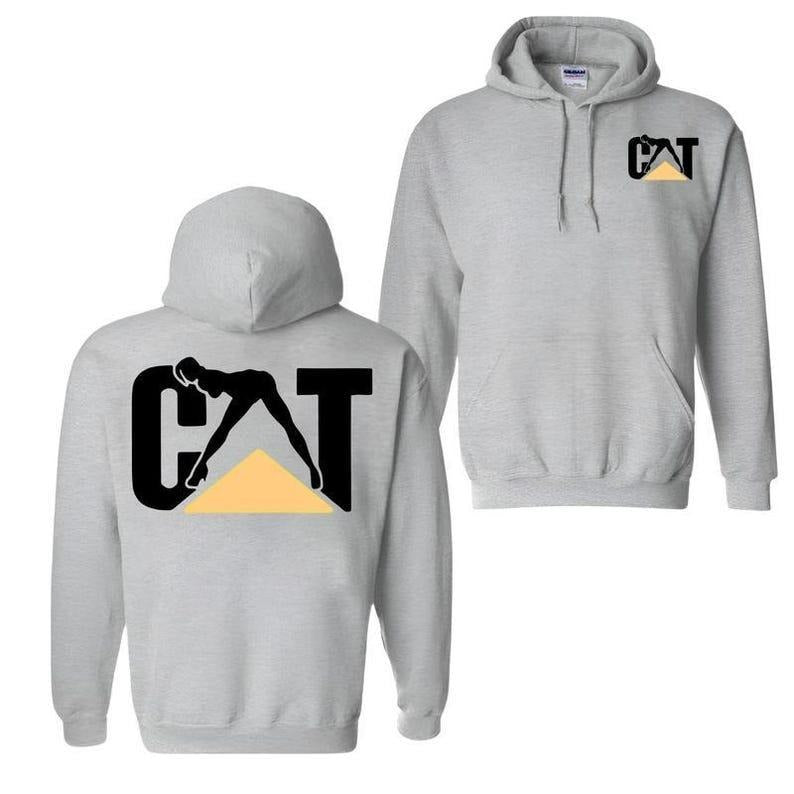 Cat With Woman 2 Sides Pullover Hoodie, Unisex Lady Cat Sweatshirt Classic Fabric Tee Shirt Human Casual Menswear Womenswear Sweater Top for Men Women