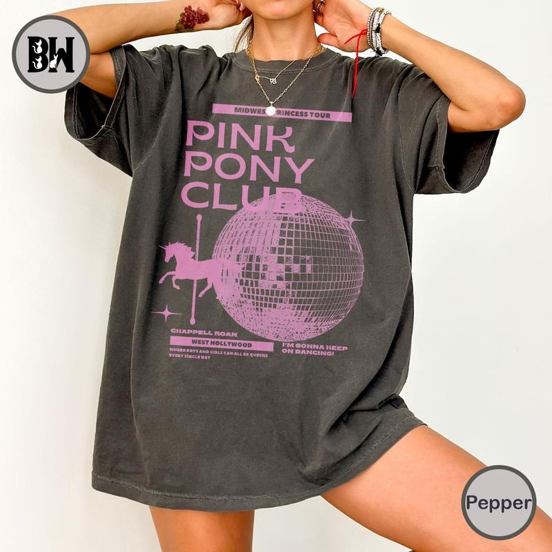 Chappell Roan T-Shirt, Pink Pony Club T-Shirt, Midwest Princess Tour, Sapphic Lesbian WLW Pride Music Tee, Comfort Colors Shirt