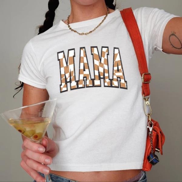 Checkered Mama Babytee Oversized Mama shirt, Mama tee