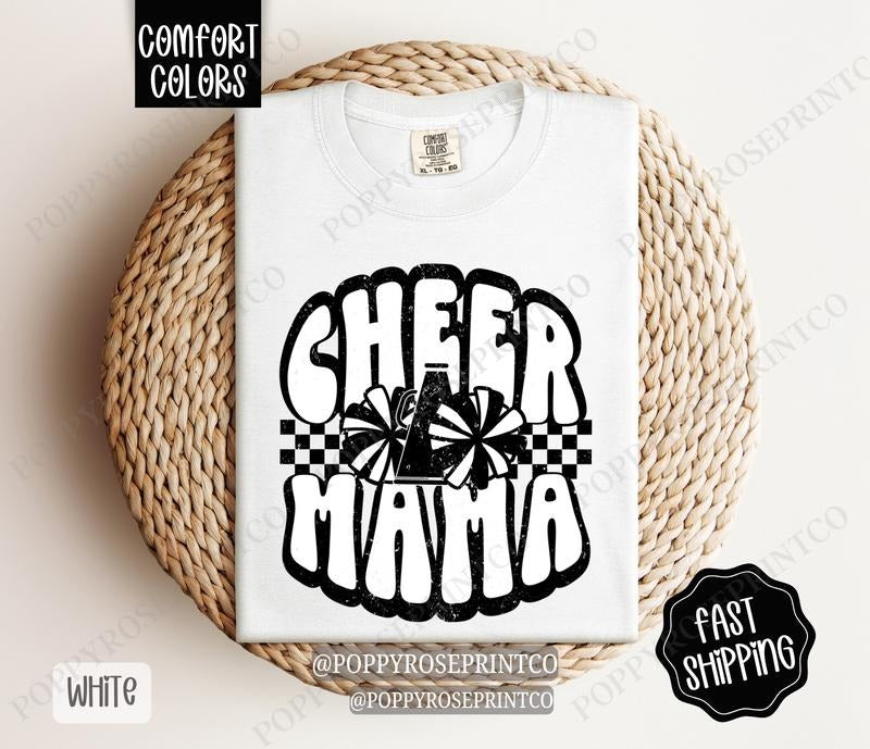 Cheer Mama Shirt Comfort Colors, Retro Gameday Tshirt, Womens Cheer Mama Tee, Womenswear Cheer Mom Oversized Tee