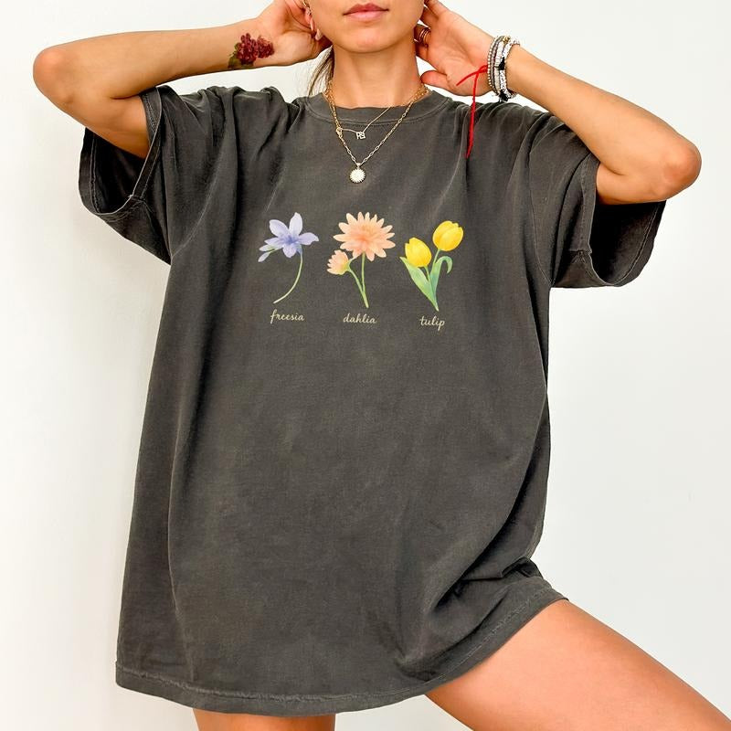 ChicCotton Subtle FDT Comfort Colors Shirt, Floral FDT T-shirt, Subtle Freesia Dahlia Tulip Graphic Tee, Resist Clothing, Funny Sarcastic Outfits