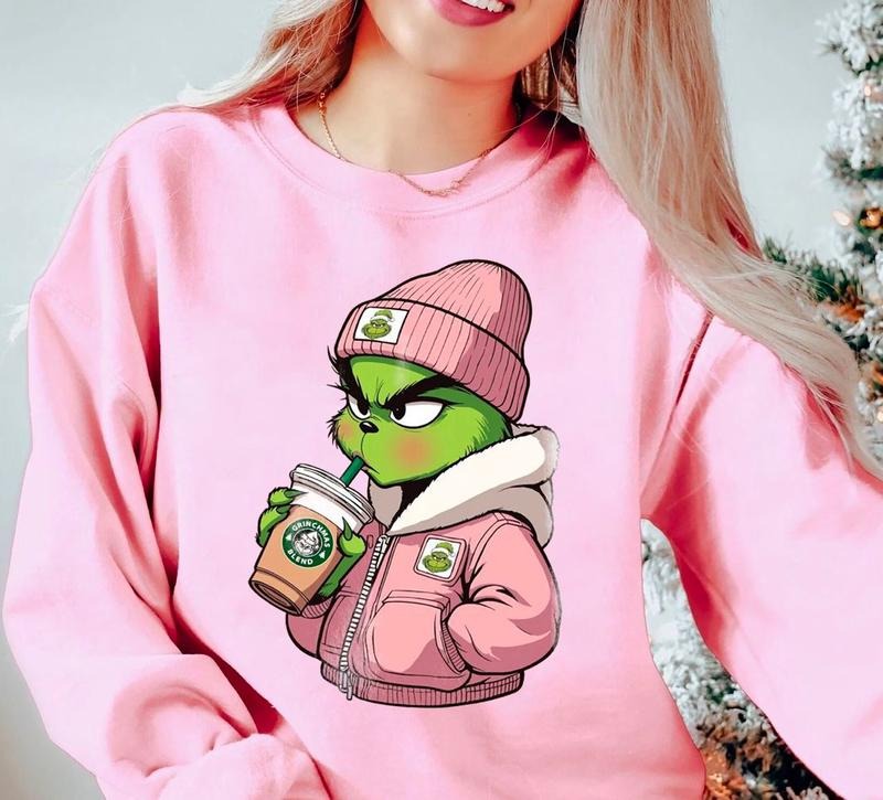 Christmas Coffee Sweatshirt, Boujee Christmas Sweatshirt, Christmas Trending Sweatshirt, Pink Christmas Shirt, Girly Christmas Crewneck, Cute Christmas Hoodie