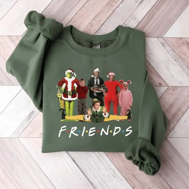 Christmas Friends Sweatshirt,Christmas Movie Characters Sweater,Christmas Song Sweater, Funny Christmas Party Tees