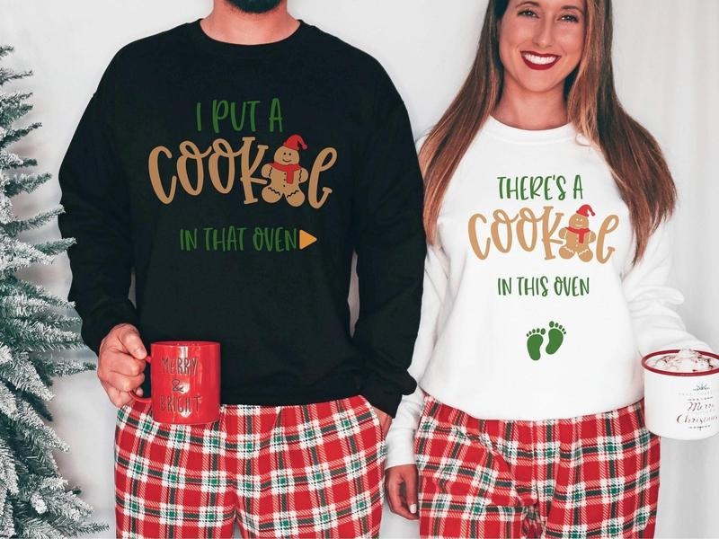 Christmas Pregnancy Cookie Sweatshirt, Mommy To Be Shirt, New Dad Shirt, Christmas Pregnancy Reveal Sweatshirt, Christmas Holiday Maternity Sweatshirt, Christmas Pregnant Shirt, Baby Reveal Xmas Party Shirt