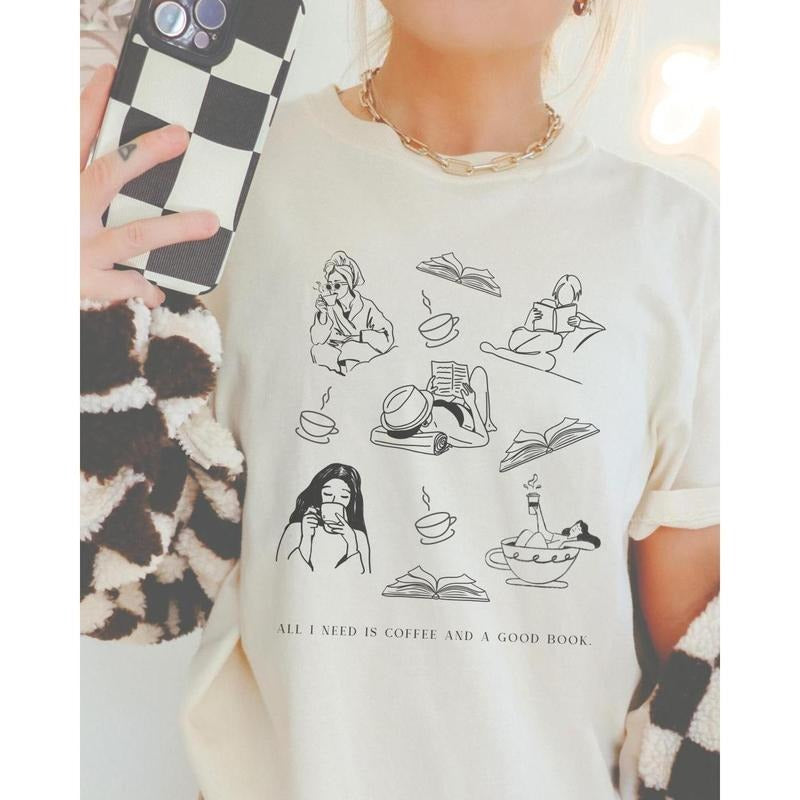 Coffee Lover, Coffee Shirt, Booktok Merch, Bookish T-shirt Romance Reader, Book Lover Gift, Gift for Reader, Read More Books