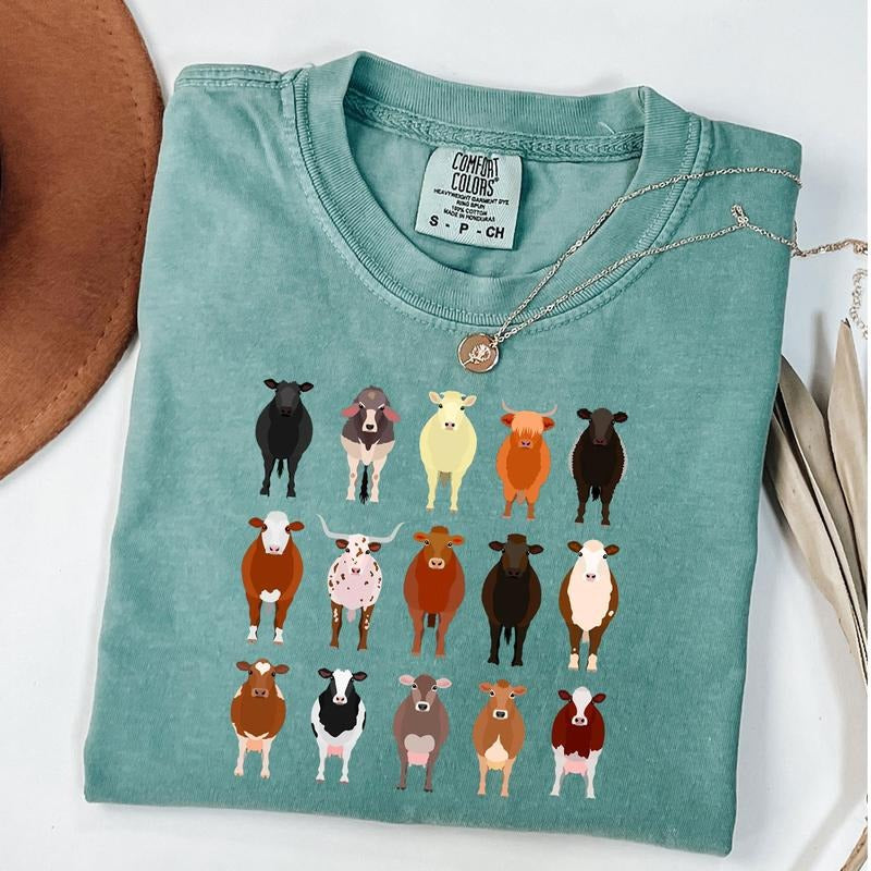 Comfort Colors Cows Shirt, Retro Cows T-Shirt, Farm Lover Shirt, Farm Animal Tee